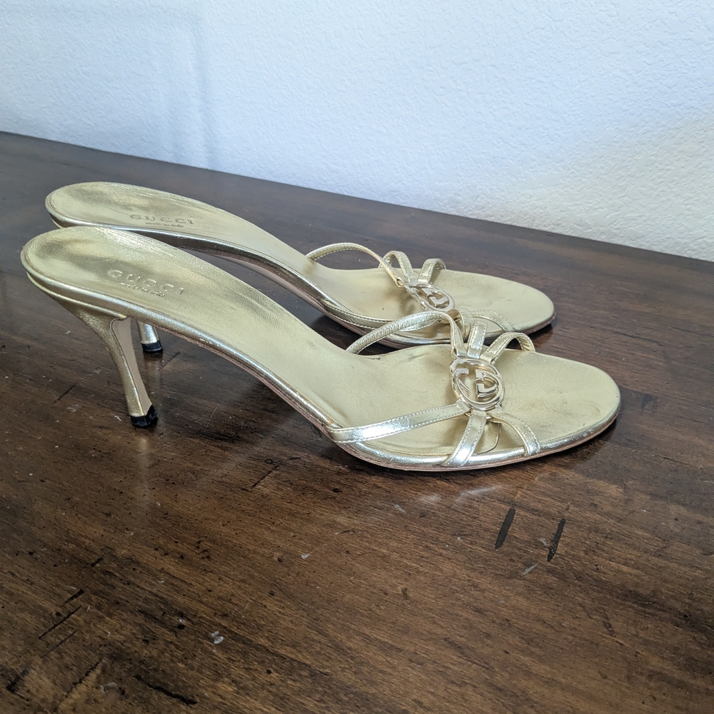 Gucci Gold Women's Slide Sandals - Picture 2 of 4